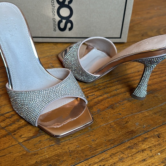 In box ASOS Rose Gold Nero square toe Mules Sz UK 4 US 7 - Picture 2 of 8